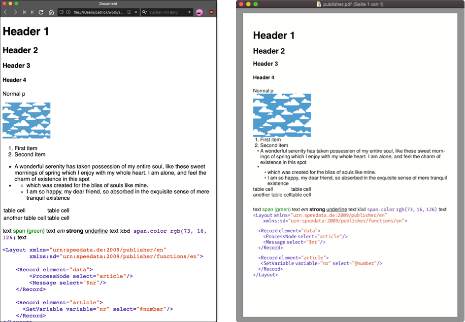 Vergleich HTML und PDF